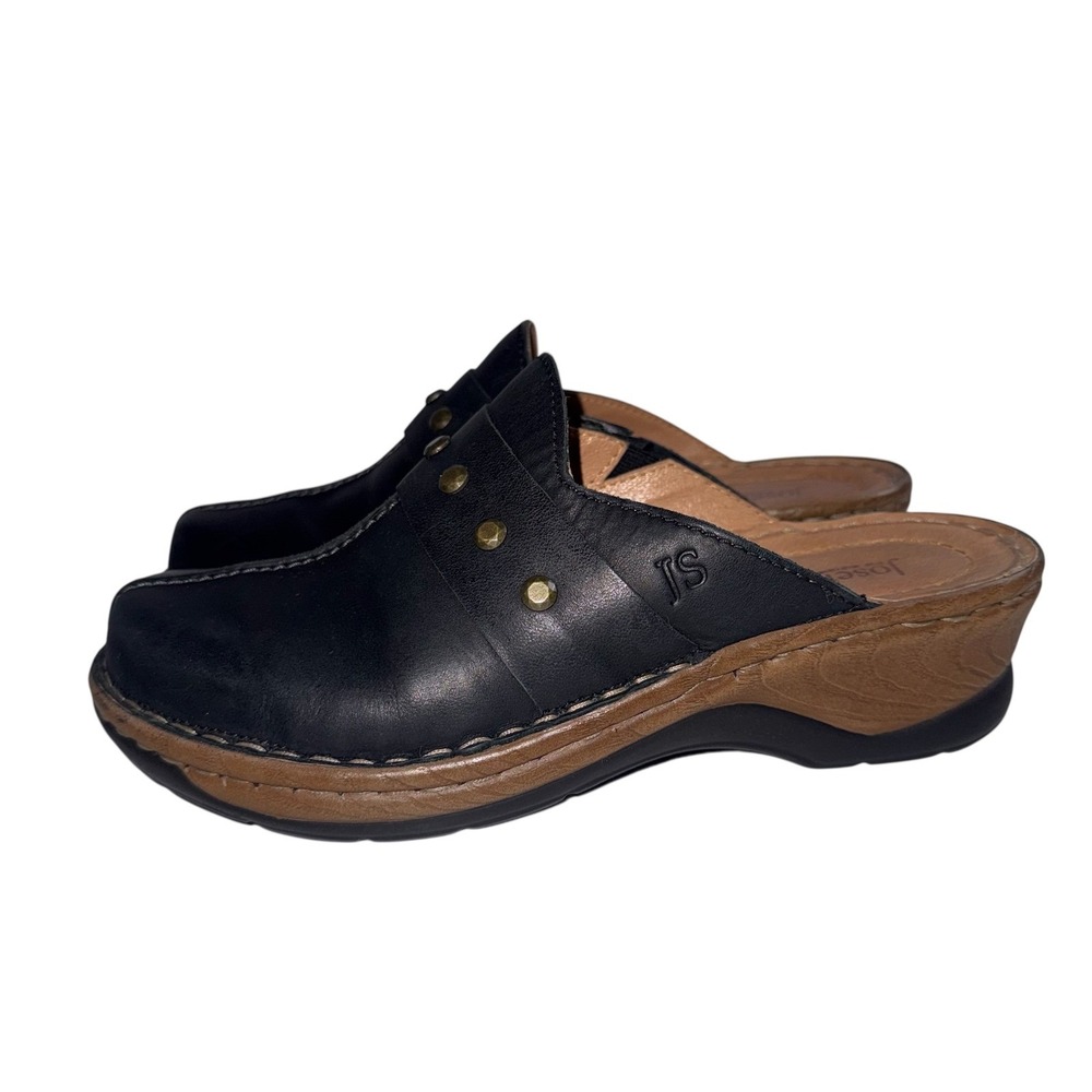 Josef Seibel Womens Black Leather Studded Clog Mules 254406 Size 39 - Picture 2 of 10